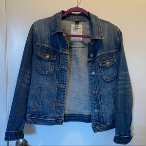 Denim jacket with pleating detail
